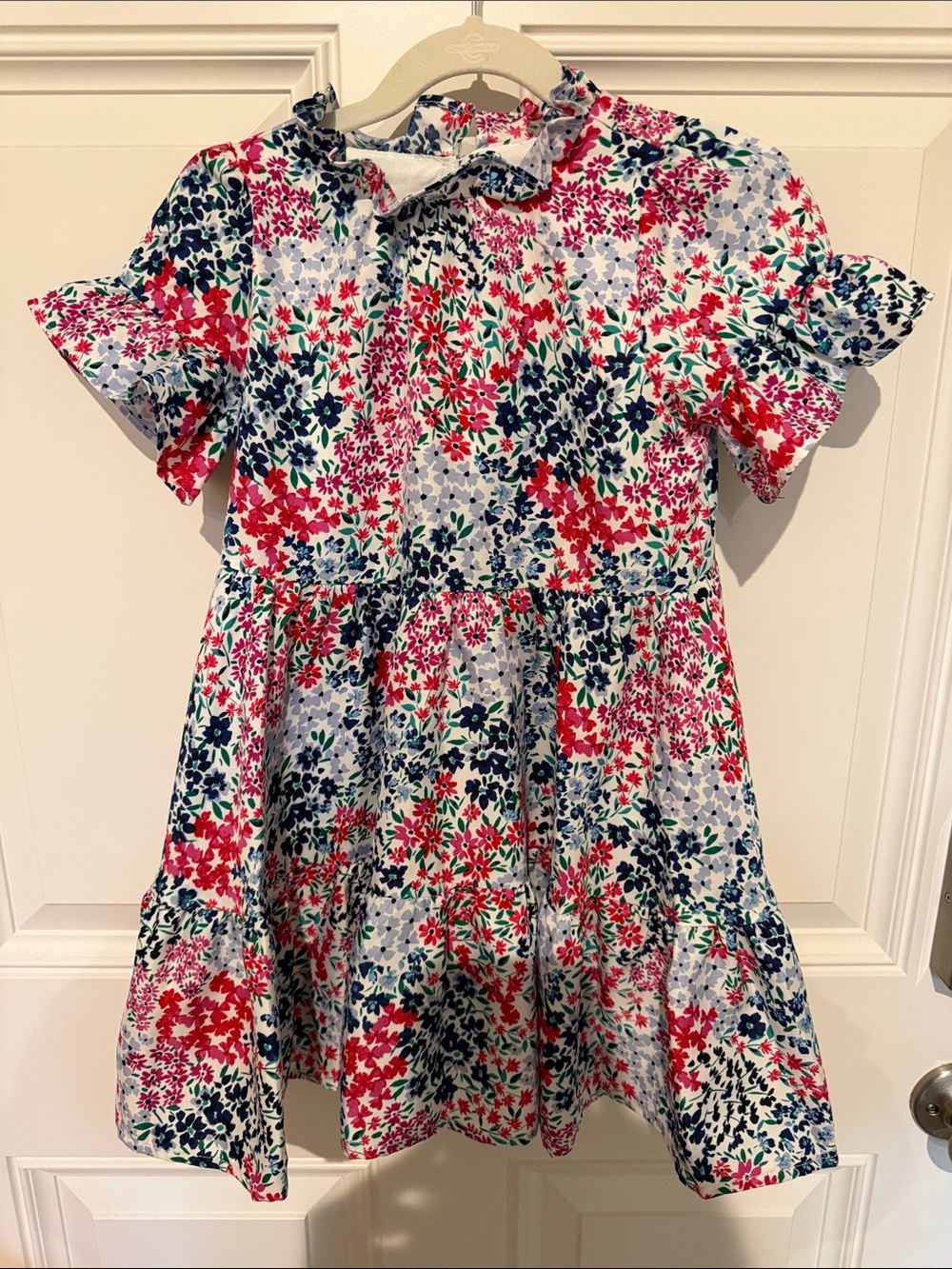 Janie and Jack Floral Ruffle-Smock Dress in Pink & Navy size 5